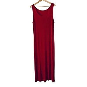 Vintage Amanda Paris Tank Maxi Dress Slinky Sz 1X Red Stretch Vamp Dark Romantic
